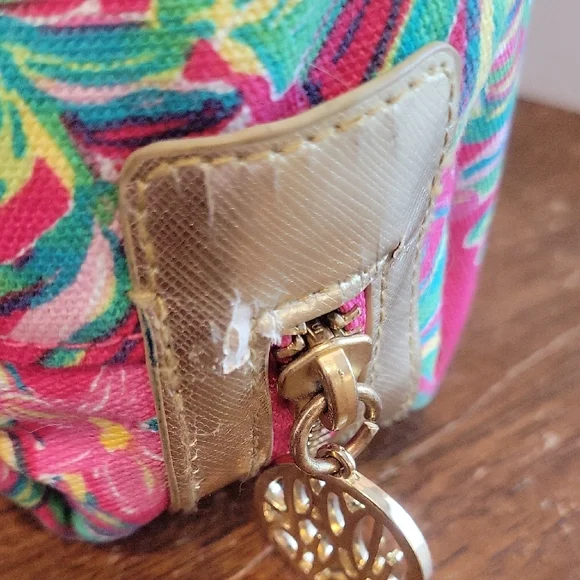 Lilly Pulitzer Pink and Green Floral Cosmetic Bag - Picture 2 of 9